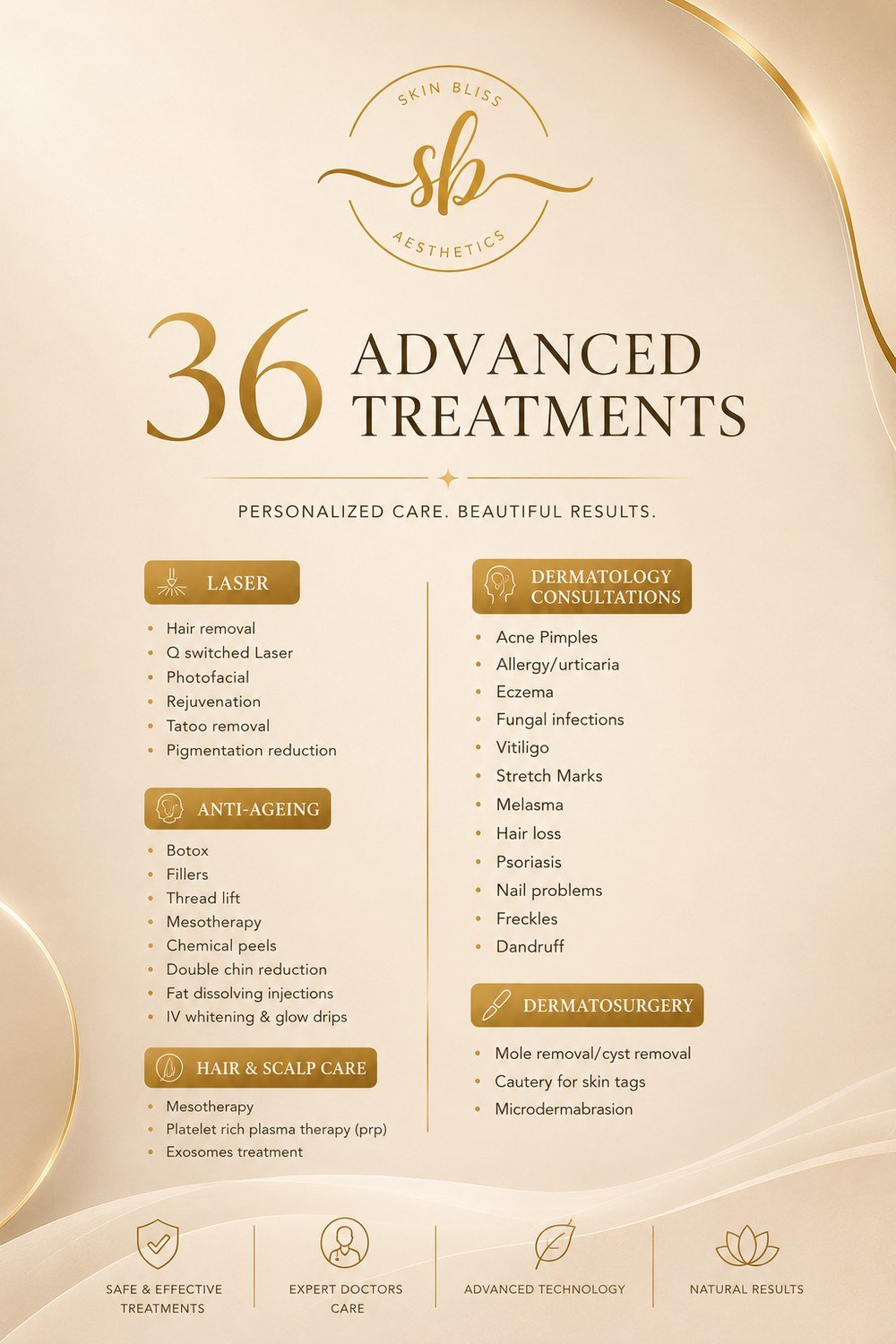 Skin Bliss Aesthetics — 36 Advanced Treatments: Laser, Anti-Ageing, Dermatology Consultations, Dermatosurgery, Hair & Scalp Care